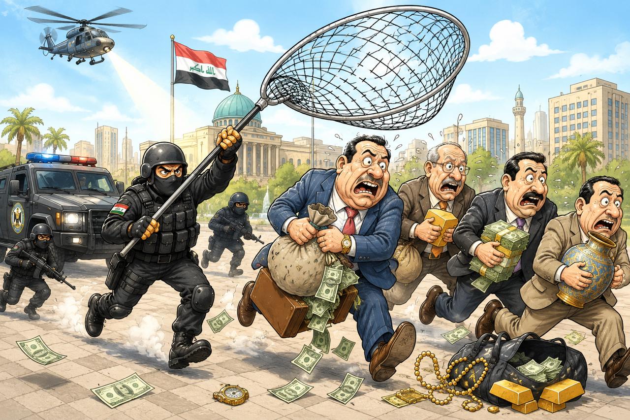 القبضة تضيق على أباطرة الفساد: المطاردون يختفون.. وأجهزة الدولة تلاحق المطلوبين بيتاً بيتاً
67 في قبضة العدالة وآخرون يفرون إلى (الملاذات الآمنة) داخل العراق
